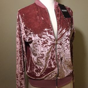 Pink MISSGUIDED Velour Bomber Jacket